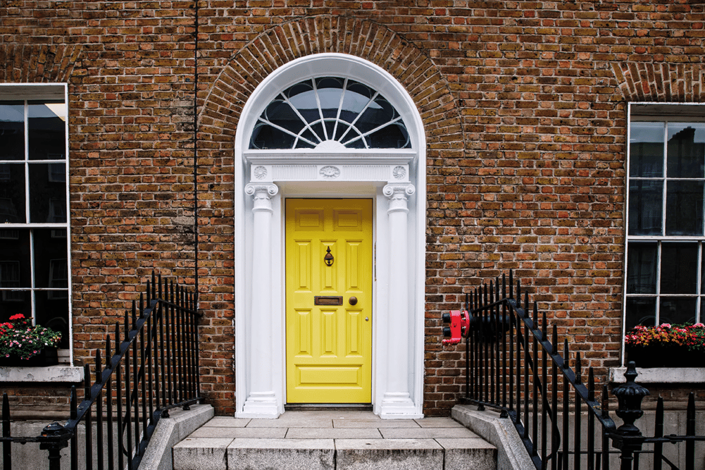 interior design colorful yellow door